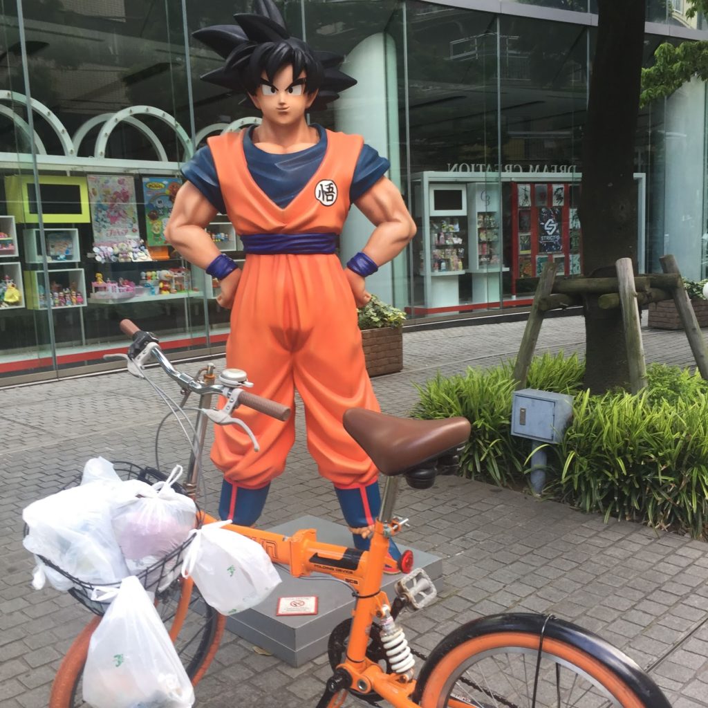 orange bike Goku Statue Japan